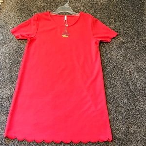 Pinkblush Coral Short Sleeved Scalloped Trim Dress